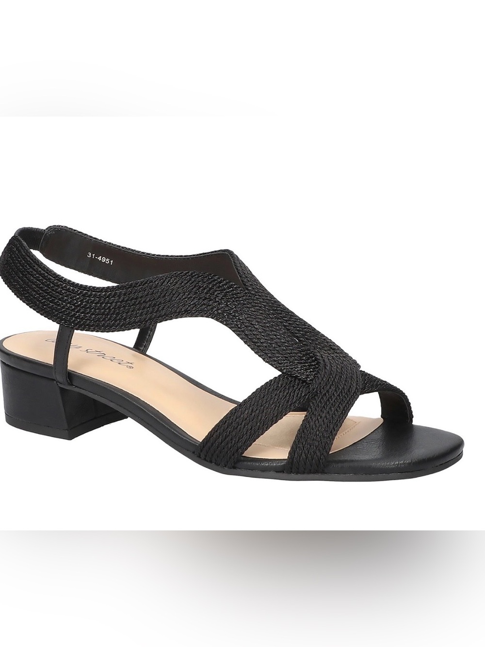 easy street Black Braided Slingback Sandal Size 8.5